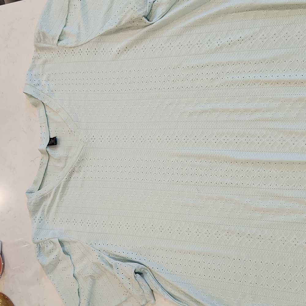 4XL Mint Green Eyelet Tee